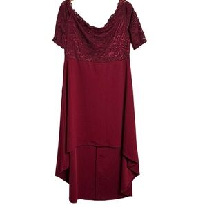 Rose Gal Off the Shoulder Dress Lace Upper High Low Hem